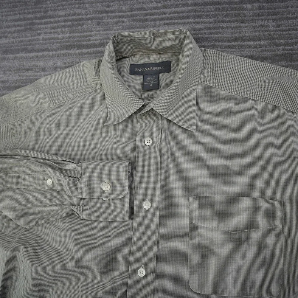 Banana Republic Shirt Men Button Up Long Sleeve Pocket Light Green Cotton Medium